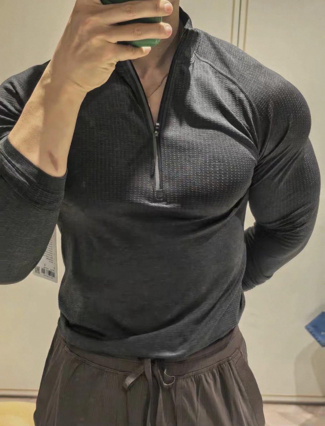lululemon MVT Series Long Sleeve Half Zip Sweat-Wicking Stand Collar Knit Top [Black/Grey/Blue] Unisex