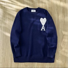 Ami Paris Love Heart 2023 SS Classic Intarsia Big Heart Crewneck Sweater 15 Colors