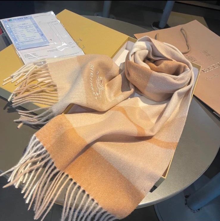 Burberry Wool Cashmere Logo Scarf
