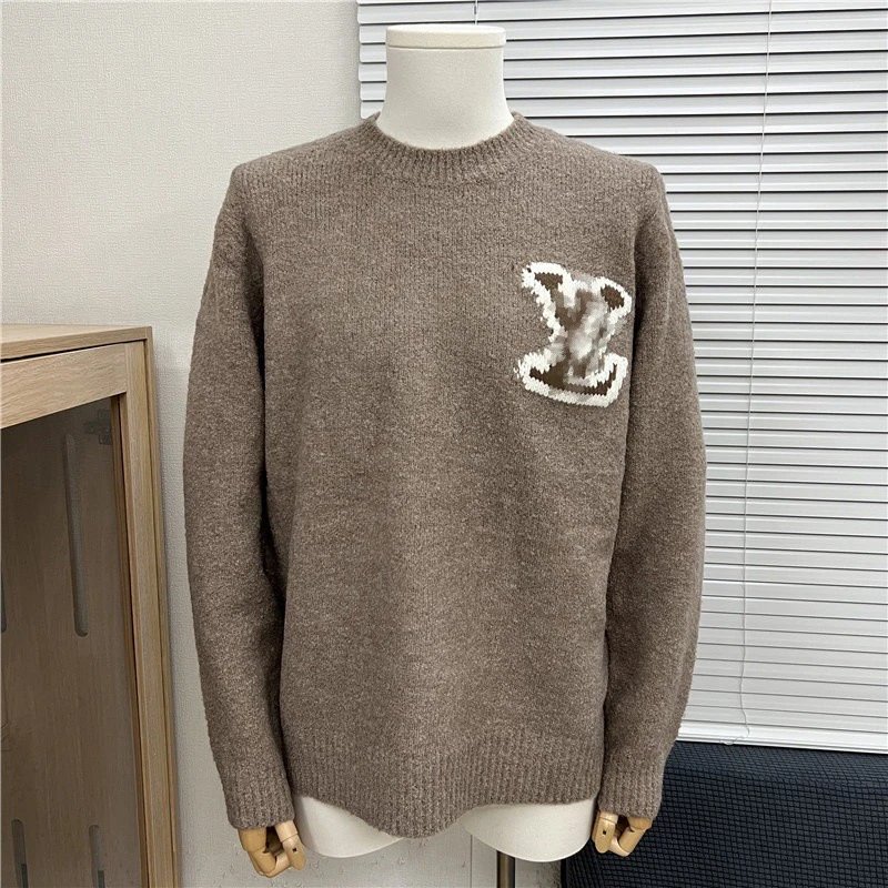 Louis Vuitton Brown Crewneck Knit Sweater with LV Logo Patch product photo 2