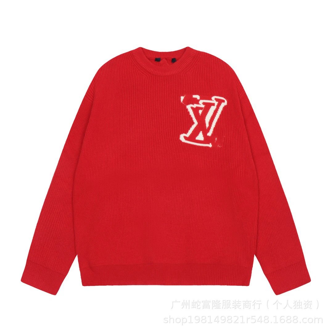 Louis Vuitton Brown Crewneck Knit Sweater with LV Logo Patch product photo 3