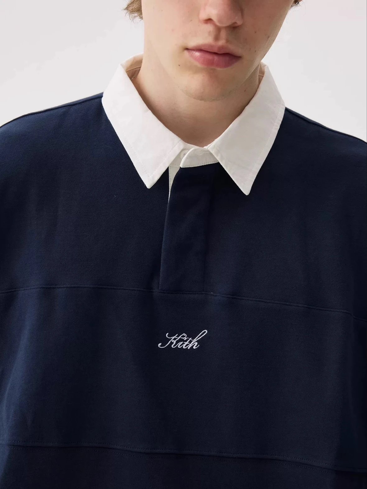 Kith Rugby Shirt Black with White Collar - 12
