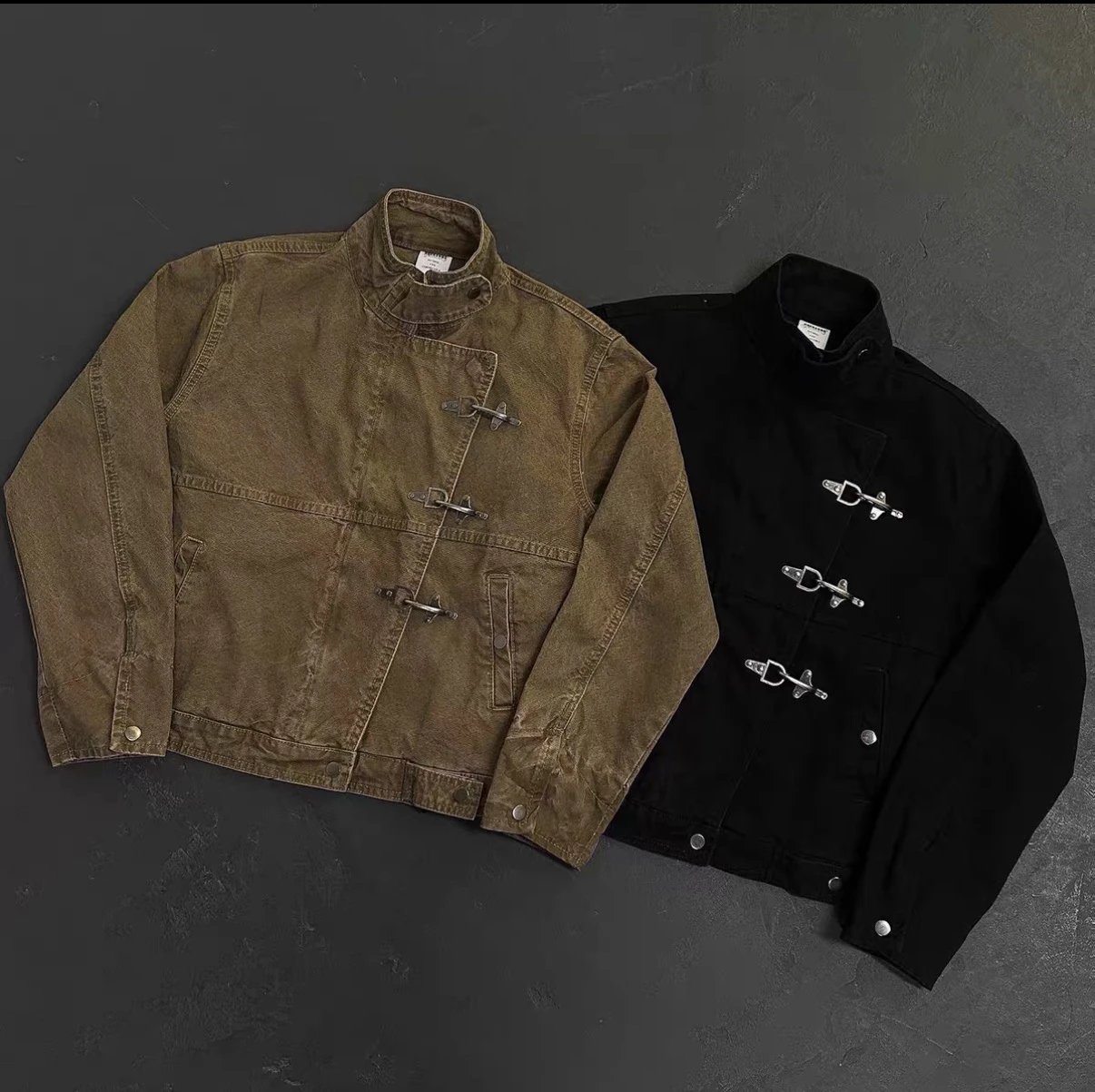 Design Duffle Jacket Brown Canvas Outerwear - 3