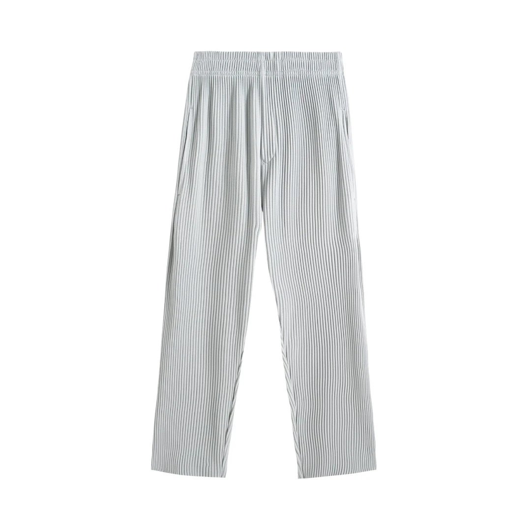 Design Pleated Wide-Leg Pants Charcoal Gray - 4