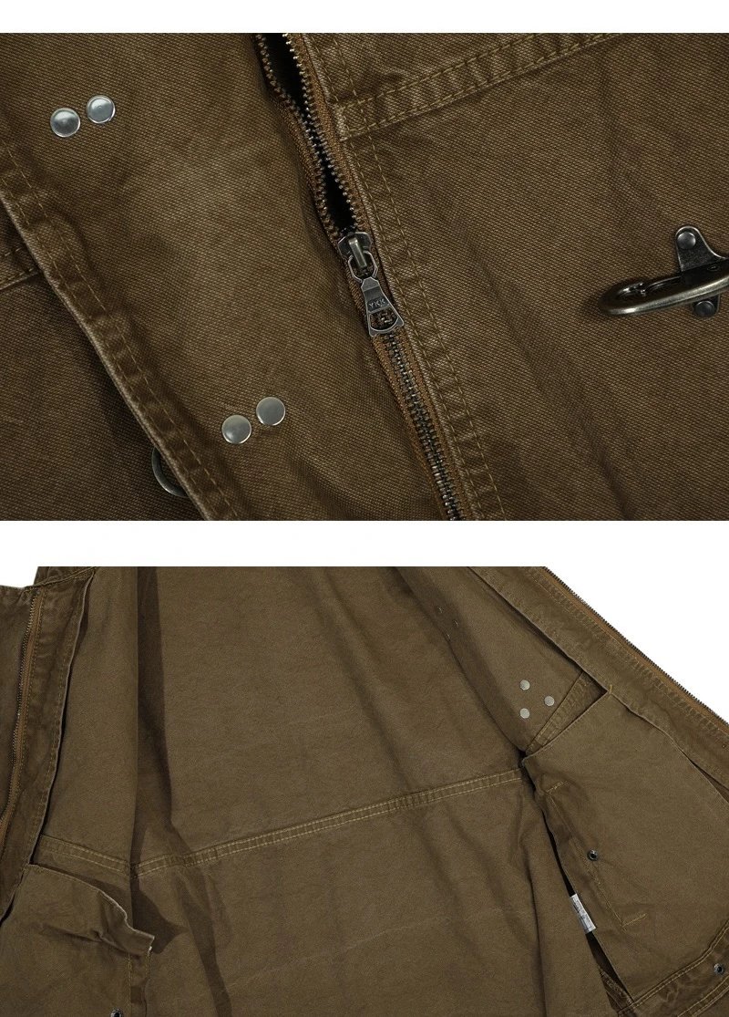 Design Duffle Jacket Brown Canvas Outerwear - 10