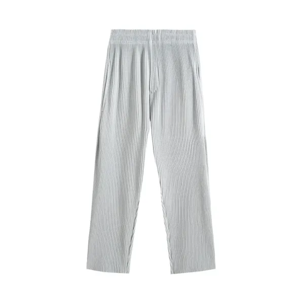 Pleated Wide-Leg Pants Black and Gray - 3