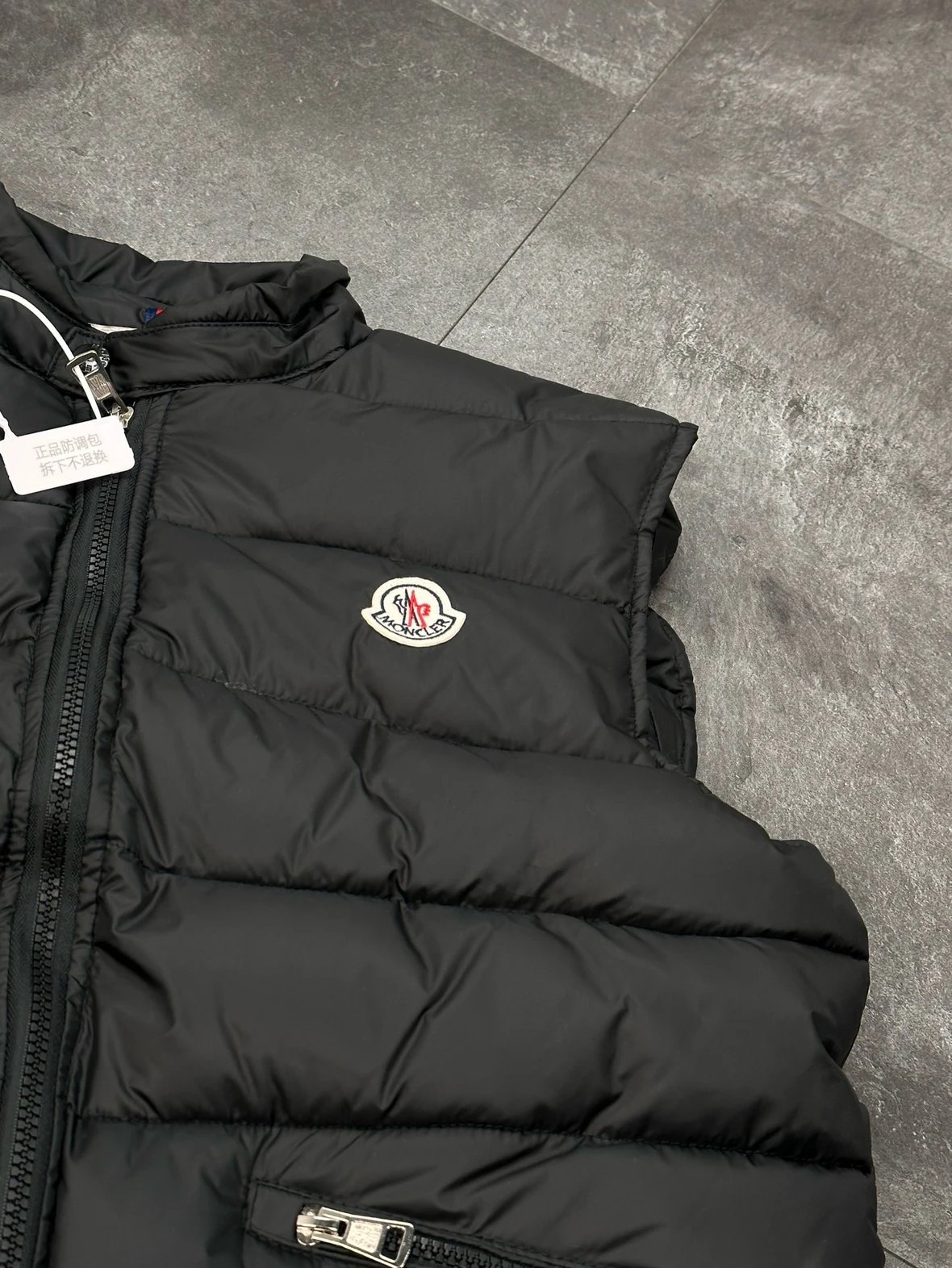 Moncler Down Vest Black with White Sleeve Contrast - 7