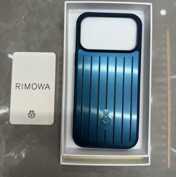 RIMOWA Essential Phone Case Blue Aluminum Phone-Case - 1