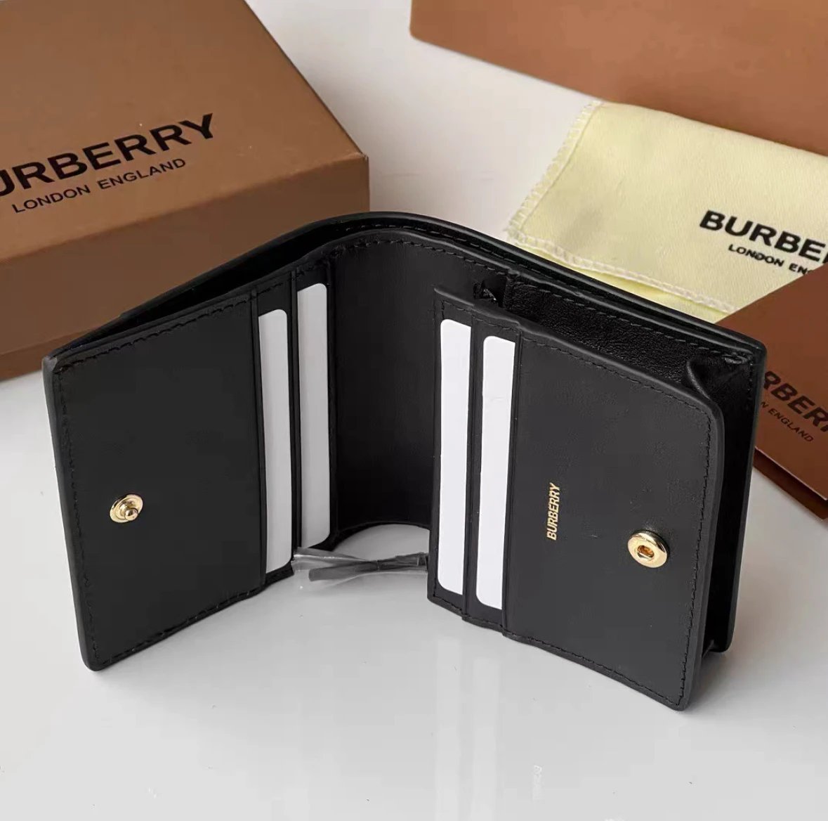 Burberry Horseferry Check Card Holder Black and Beige Wallet - 14