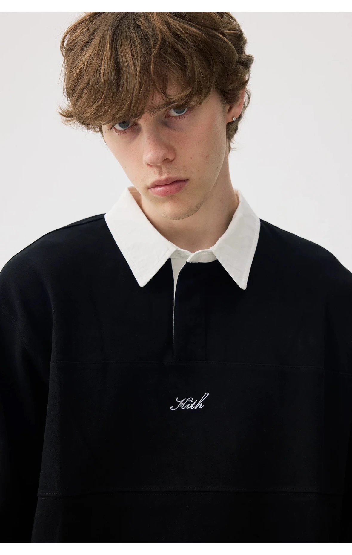 Kith Rugby Shirt Black with White Collar - 7