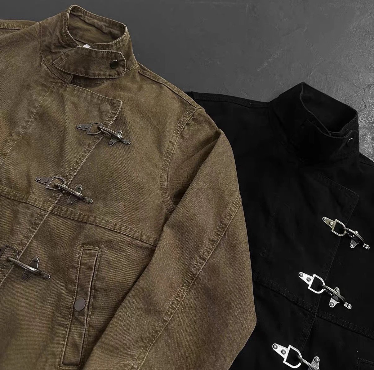 Design Duffle Jacket Brown Canvas Outerwear - 4