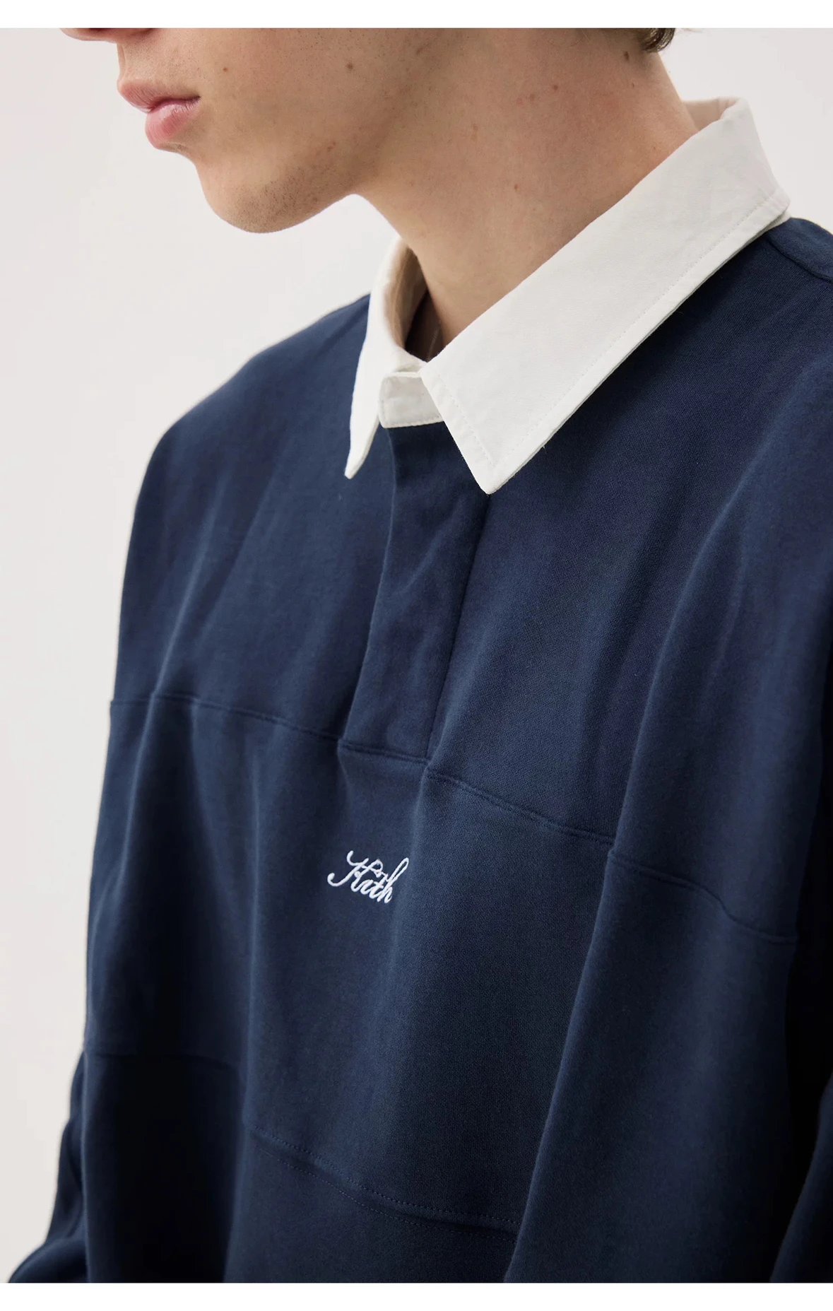 Kith Rugby Shirt Black with White Collar - 13