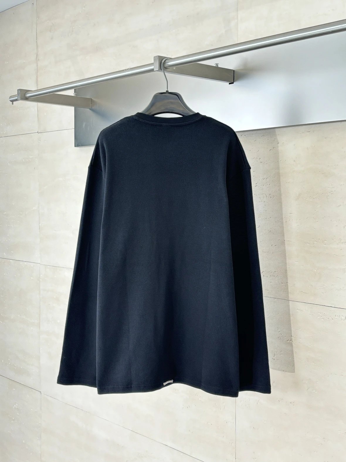 Saint Laurent Cross-Embroidered Thermal Henley Top Black - 6