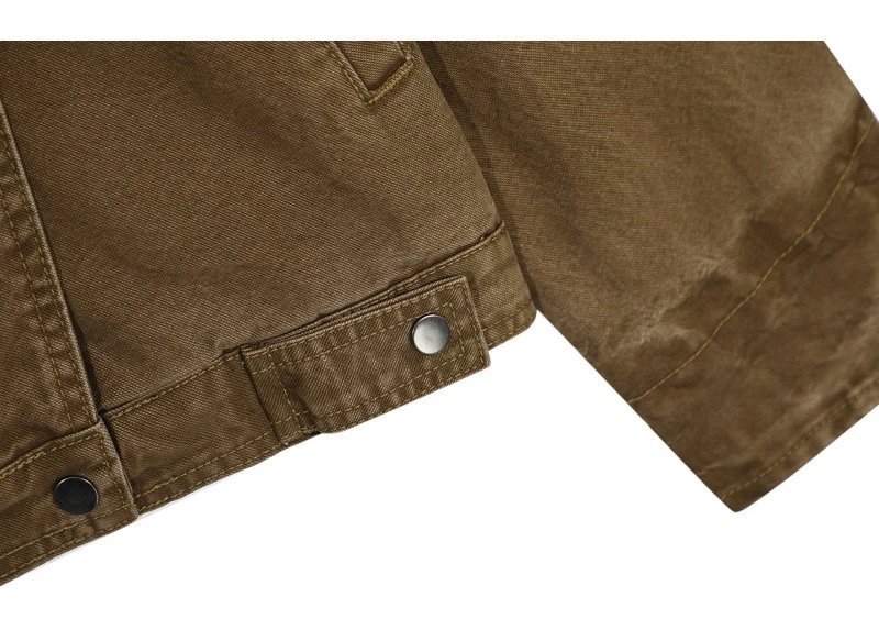 Design Duffle Jacket Brown Canvas Outerwear - 11