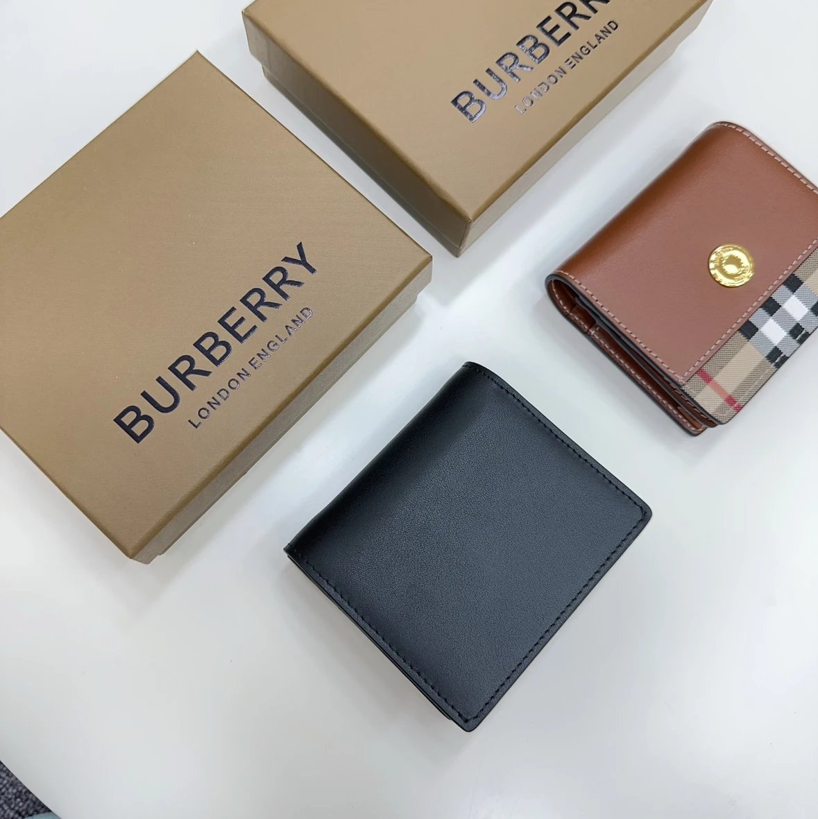 Burberry Horseferry Check Card Holder Black and Beige Wallet - 7
