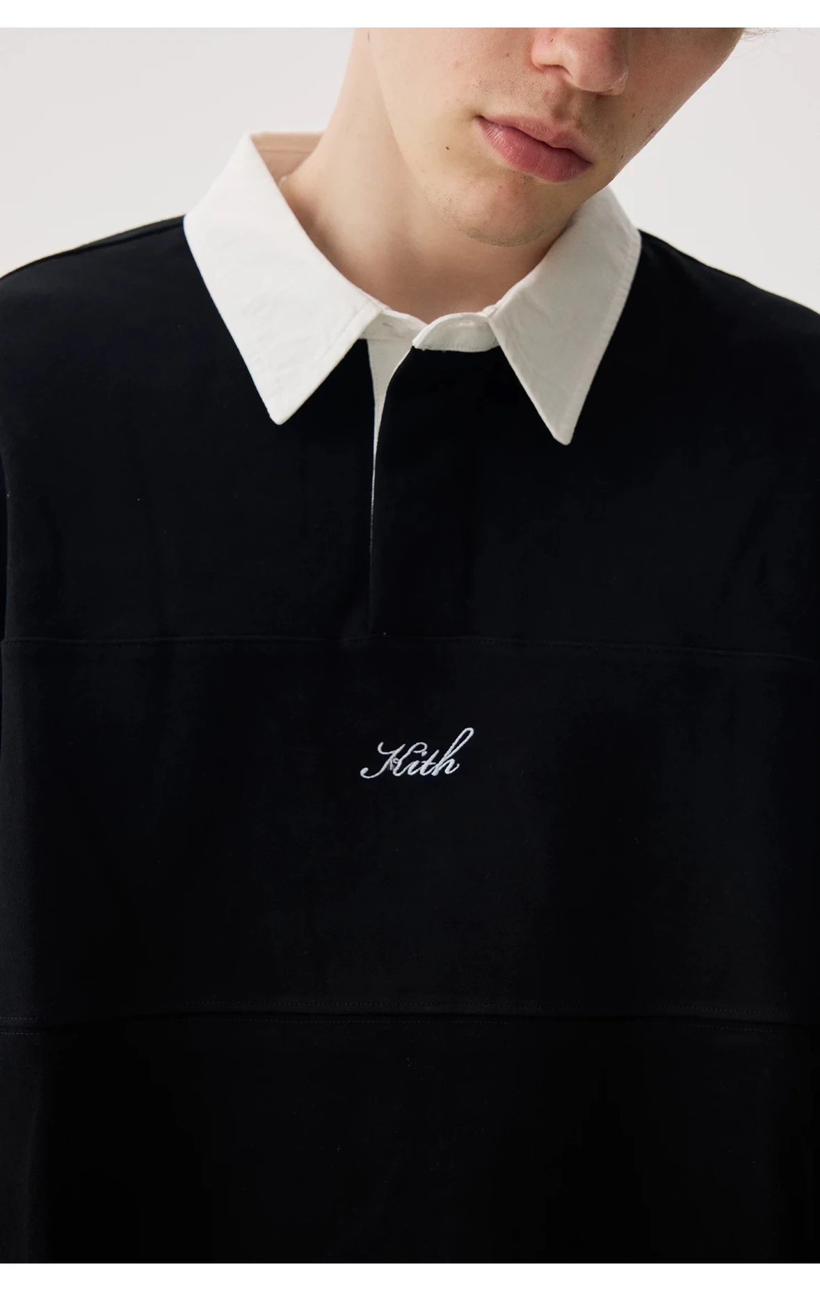 Kith Rugby Shirt Black with White Collar - 8