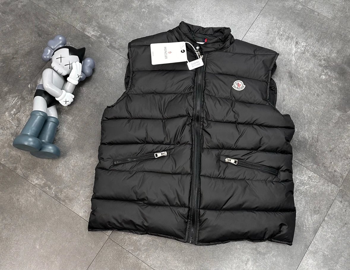 Moncler Down Vest Black with White Sleeve Contrast - 5