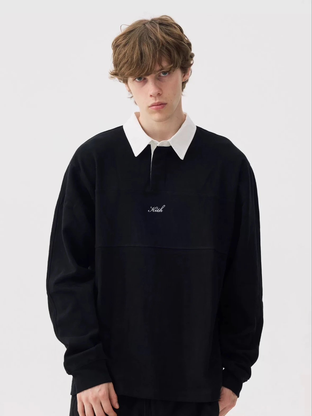 Kith Rugby Shirt Black with White Collar - 4