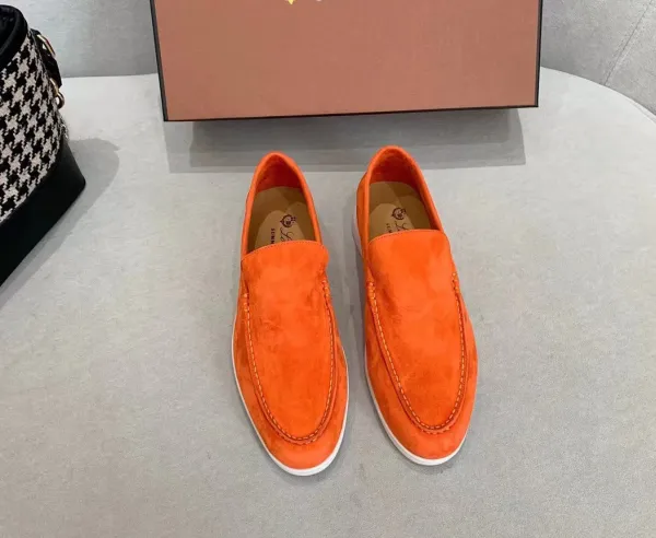 Loafers Orange Suede Slip-On Loafers - 10