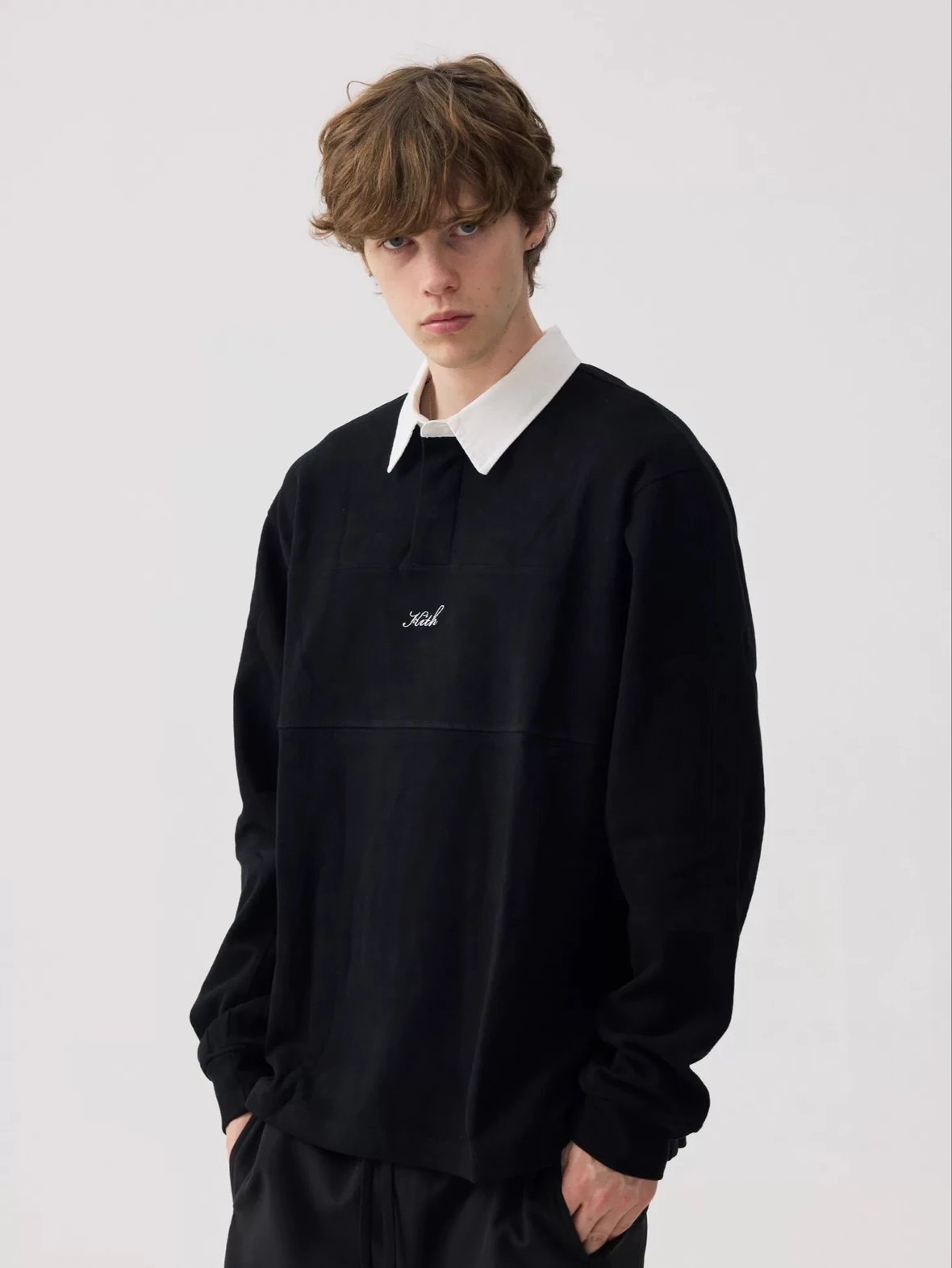 Kith Rugby Shirt Black with White Collar - 5