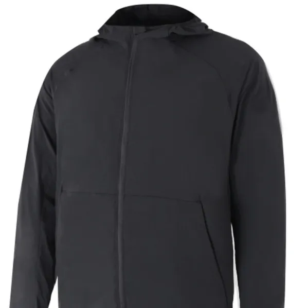 Design Lightweight Hooded Windbreaker Black Outerwear - 1