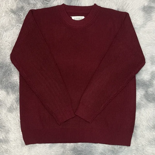 Maison Margiela Ribbed Crewneck Sweater Burgundy - 1