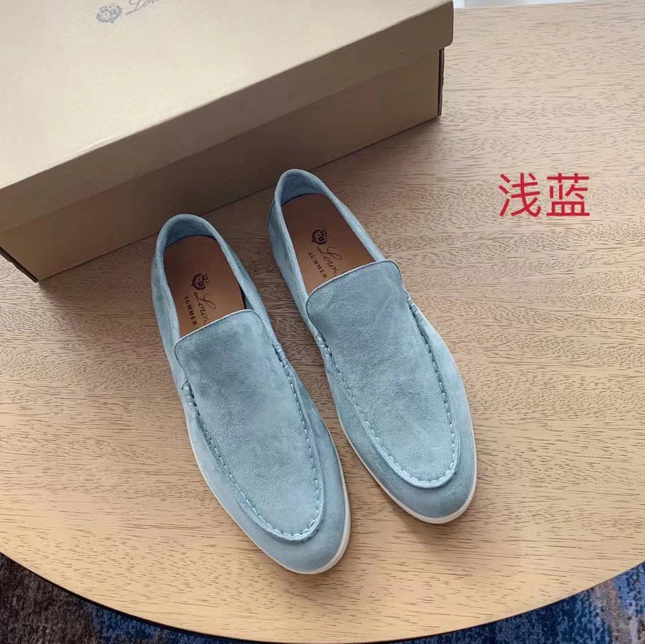Loewe Summer Loafers Light Blue Suede Casual Shoes - 1