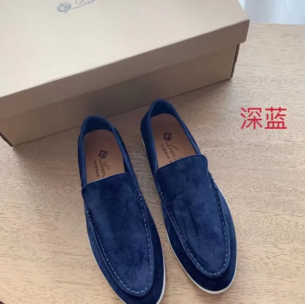 Loro Piana Suede Loafers Deep Blue Casual Shoes - 1