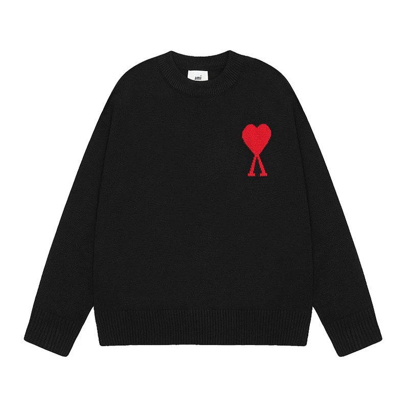 Ami Paris Heart Logo Knit Sweater Light Blue - 4