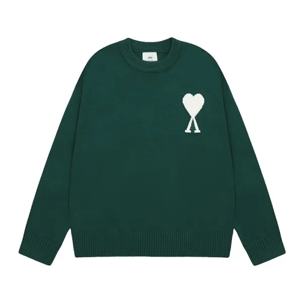 Ami Paris Heart Logo Knit Sweater Light Blue - 15