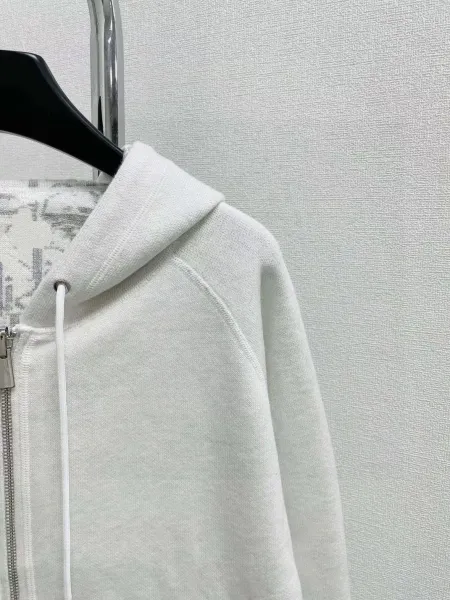 Dior Oblique Hoodie White Zip-Up Hoodie - 7
