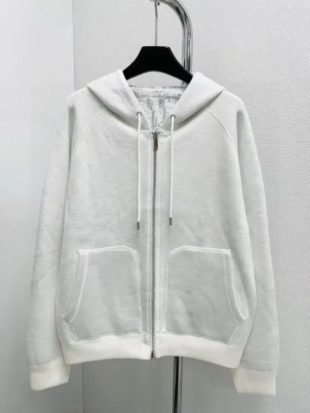 Dior Oblique Hoodie White Zip-Up Hoodie - 9