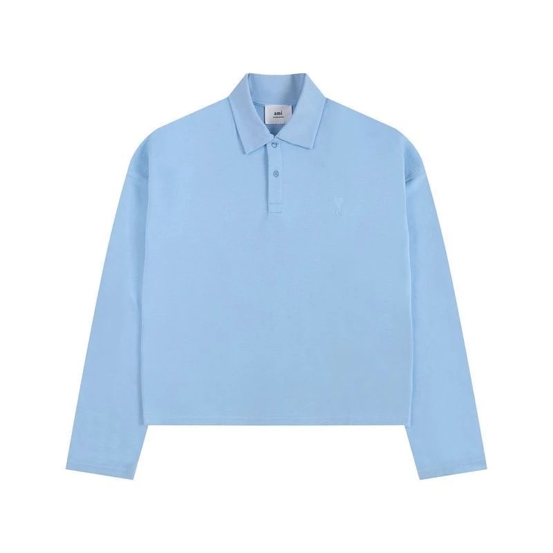 Ami Paris Ami de Coeur Shirt Embroidered Heart Light Blue