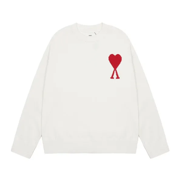 Ami Paris Heart Logo Knit Sweater Light Blue - 9
