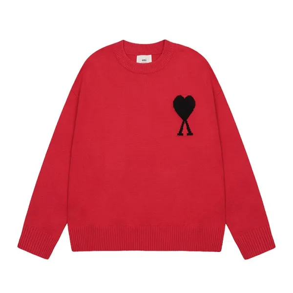 Ami Paris Heart Logo Knit Sweater Light Blue - 12