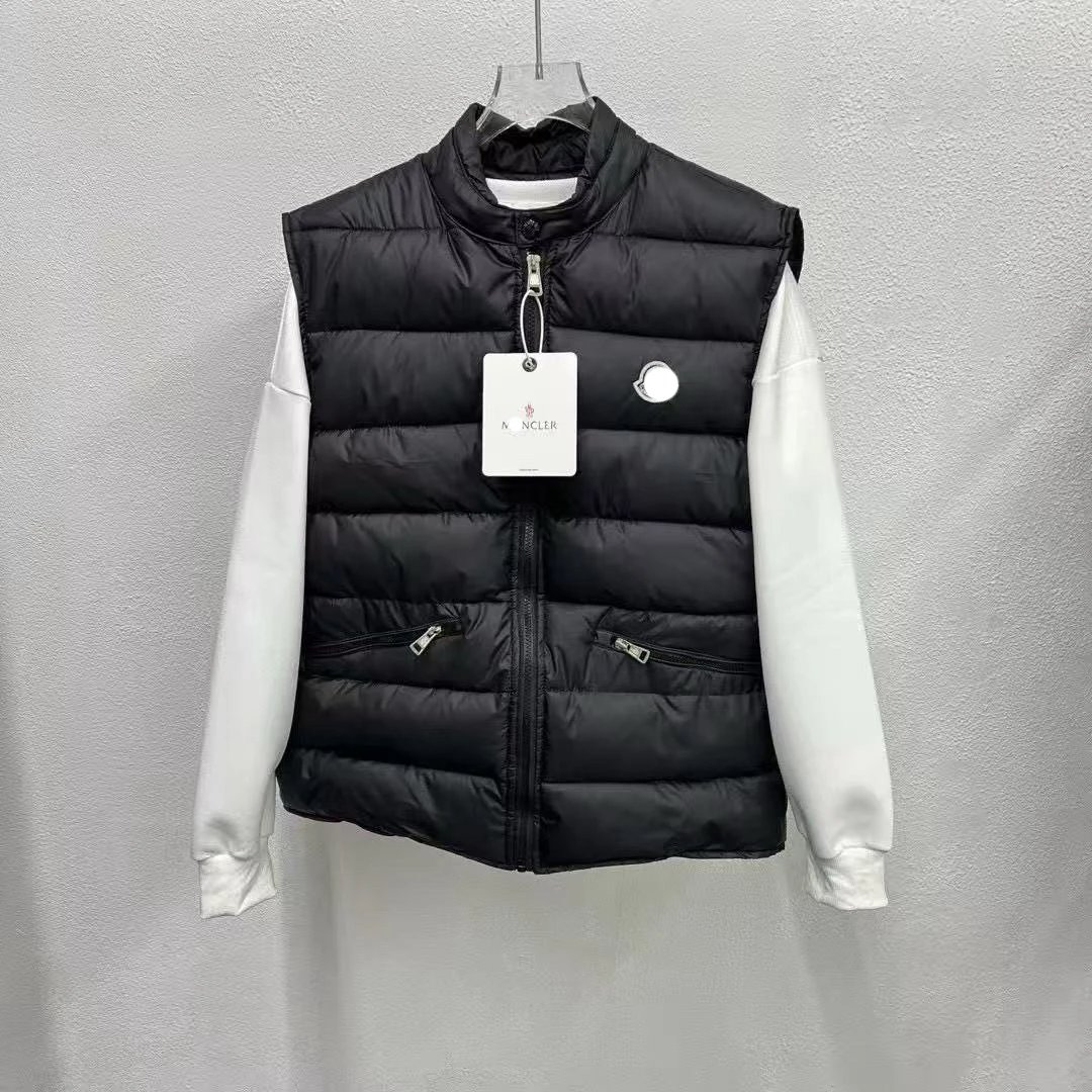 Moncler Down Vest Black with White Sleeve Contrast - 4
