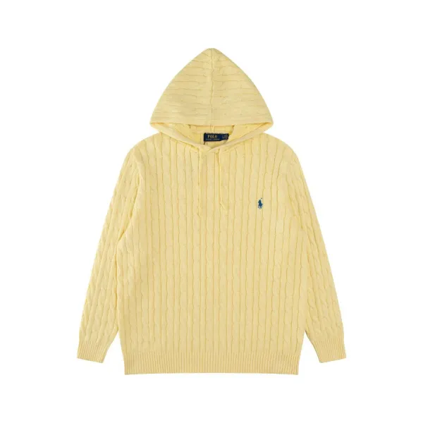 Polo Ralph Lauren Cable Knit Hooded Sweater White - 5