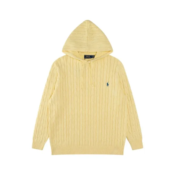 Polo Ralph Lauren Cable Knit Hoodie Yellow Sweater - 1
