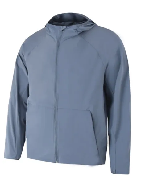 Design Lightweight Hooded Windbreaker Jacket in Slate Blue - 4
