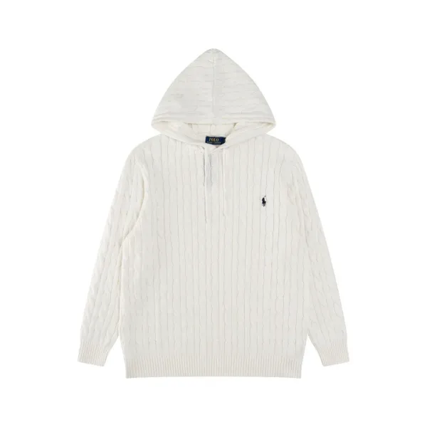 Polo Ralph Lauren Cable Knit Hooded Sweater White - 4