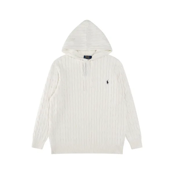 Polo Ralph Lauren Cable Knit Hooded Sweater White - 1