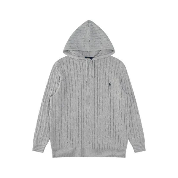 Polo Ralph Lauren Cable Knit Hooded Sweater Gray - 1