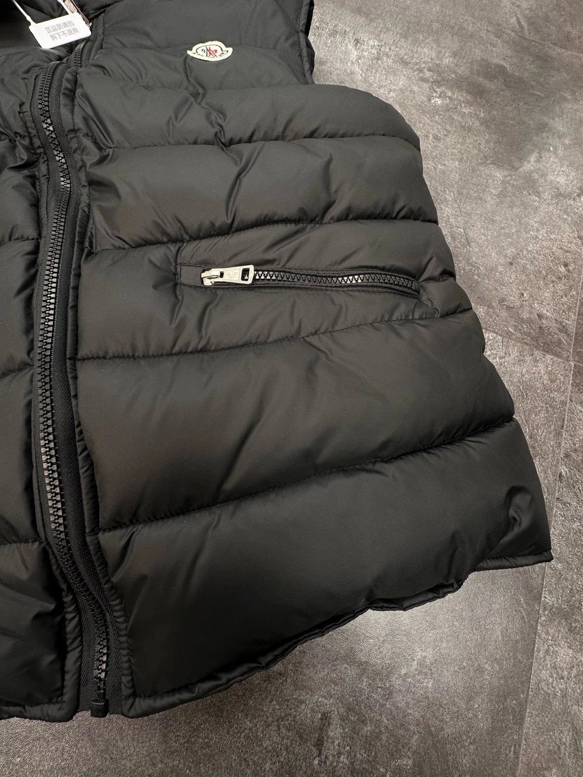Moncler Down Vest Black with White Sleeve Contrast - 10