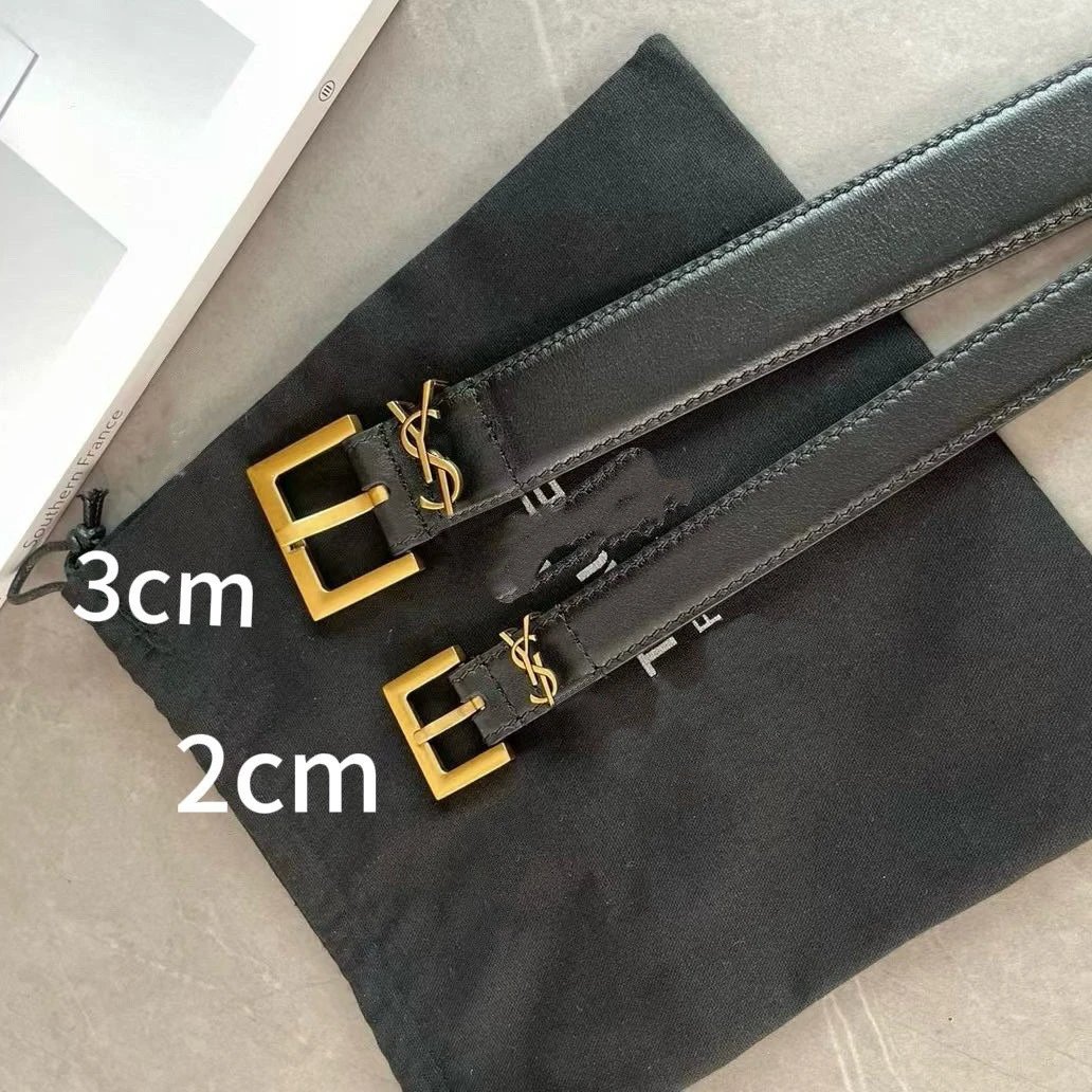 Saint Laurent Monogram Belt Tan Leather 2cm and 3cm Width Belts - 5