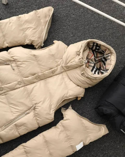 Burberry Hooded Down Jacket Beige - 12