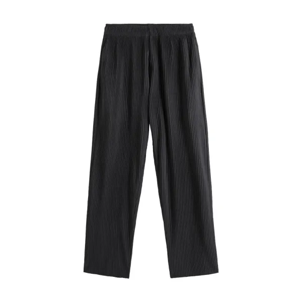 Design Pleated Wide-Leg Pants Charcoal Gray - 6