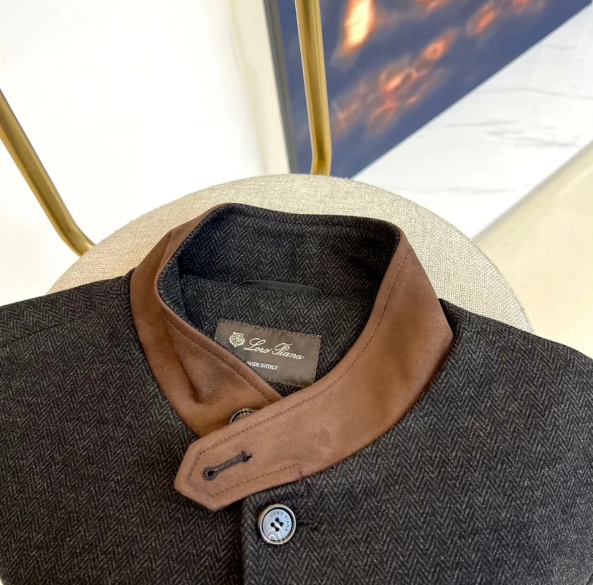 Design Mandarin Collar Wool Blazer Beige Outerwear - 16