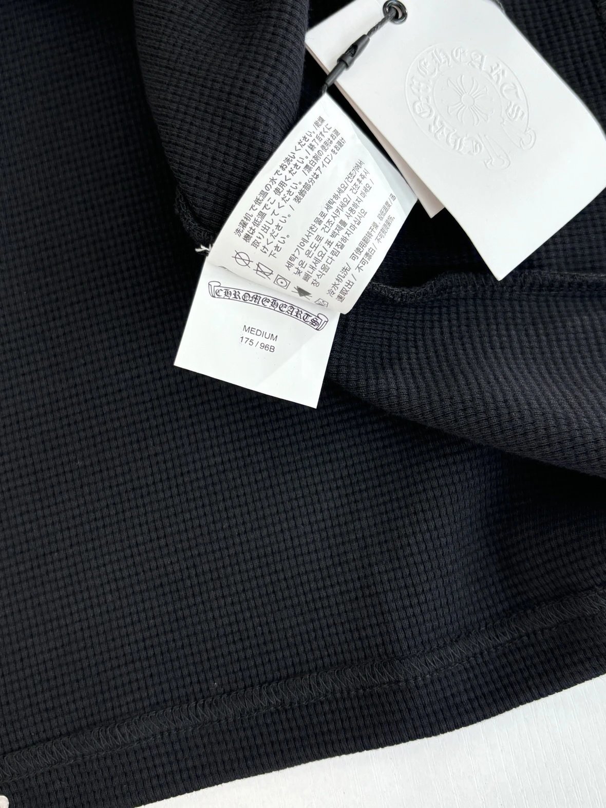 Saint Laurent Cross-Embroidered Thermal Henley Top Black - 15