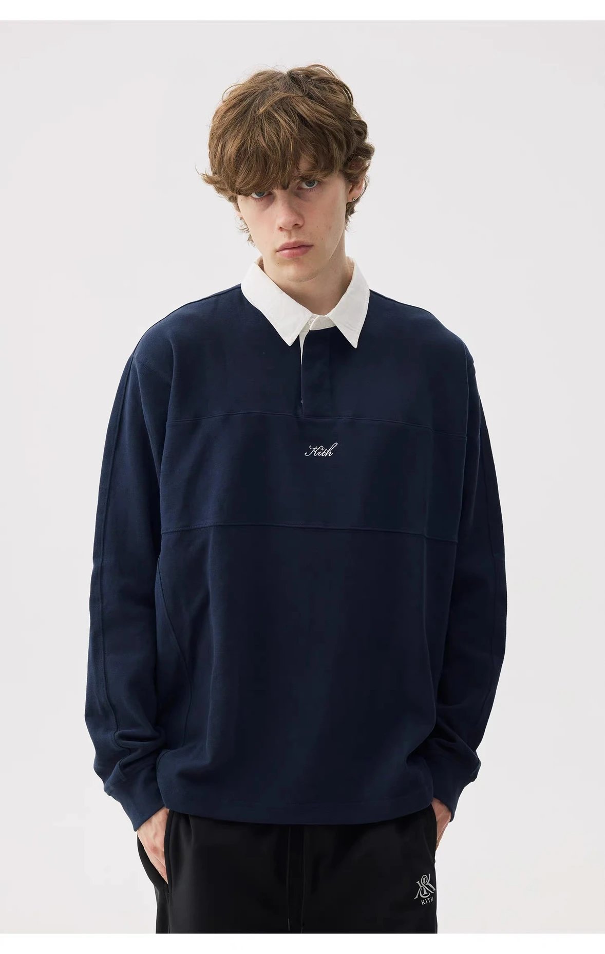 Kith Rugby Shirt Black with White Collar - 9