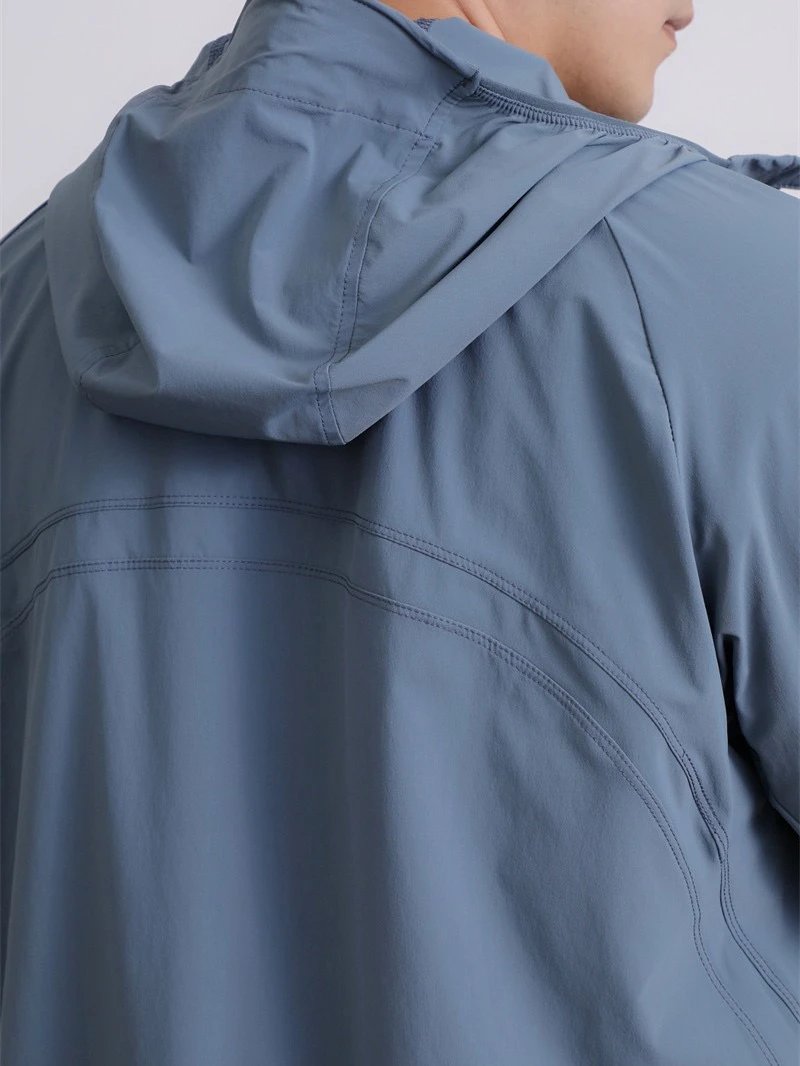 Design Lightweight Hooded Windbreaker Jacket in Slate Blue - 12